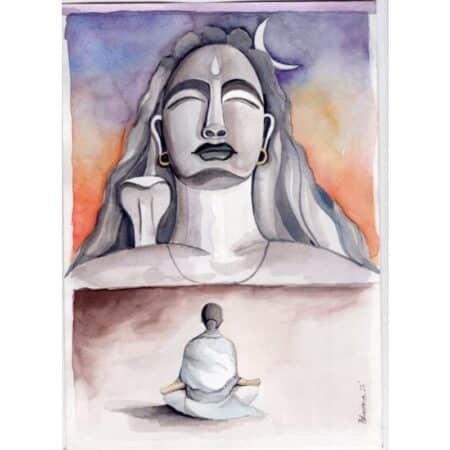 adiyogi watercolor painting 800