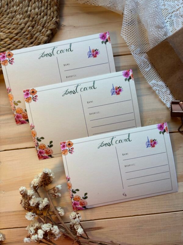 three hopeful postcards show back of the same card on top of each other