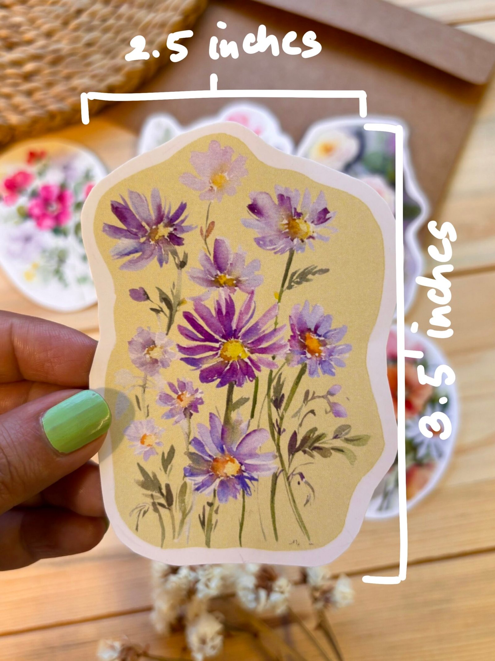 floral bunch stickers size scaled yellow flowers sticker showing its dimensions