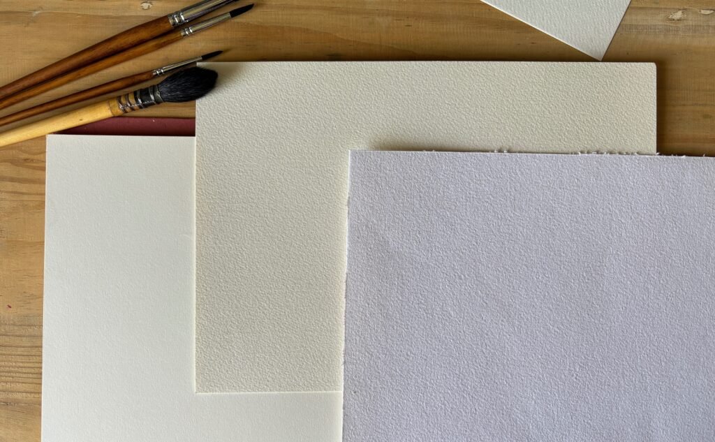 omparison of cold-pressed, hot-pressed, and rough watercolour paper textures